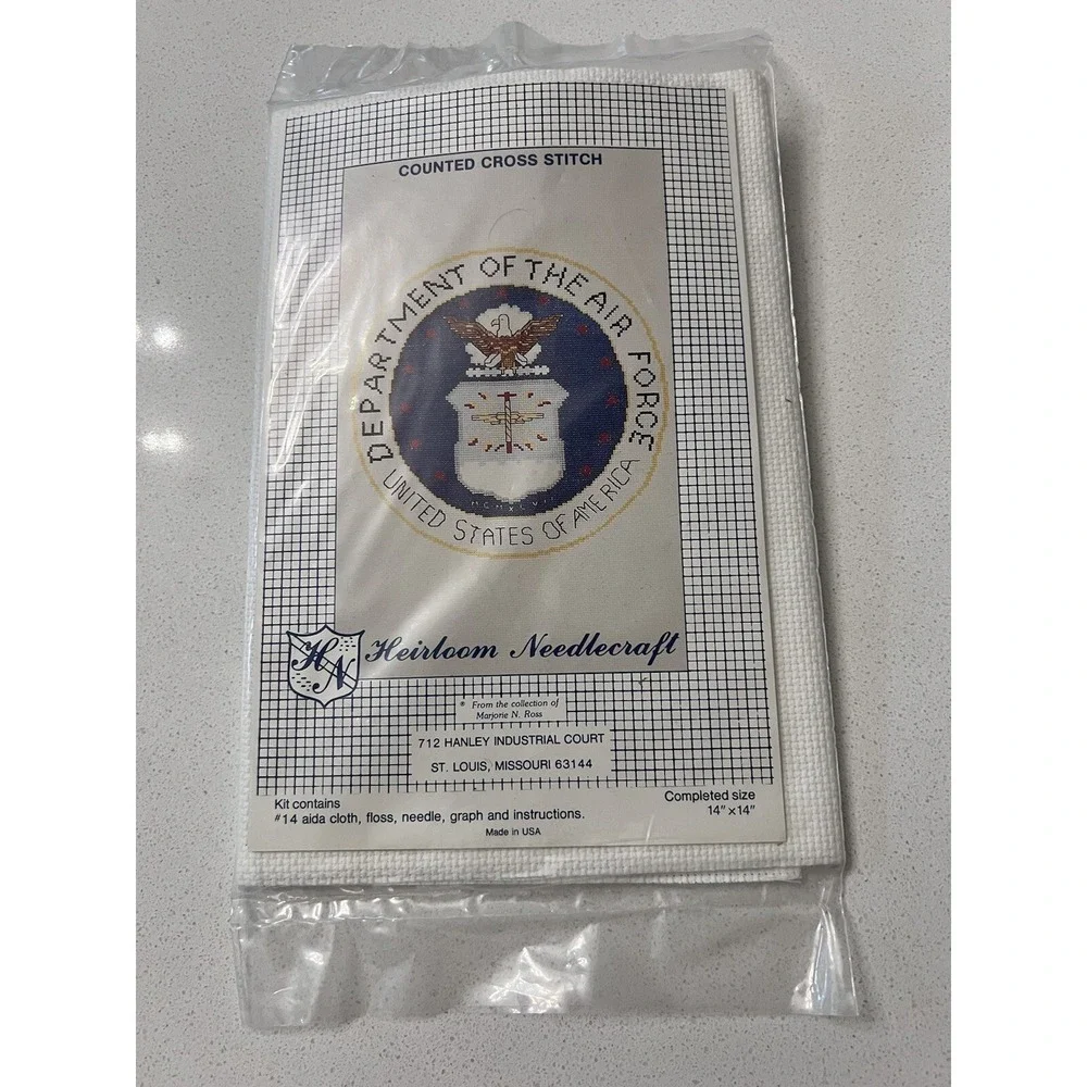 USAF Cross Stitch Kit Heirloom Needlecraft 1995 New In Package Large